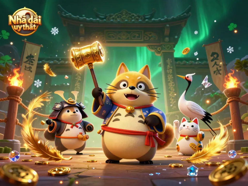 Engage in dynamic gaming tactics with Nhà cái uy tín featuring lively characters and casino elements.