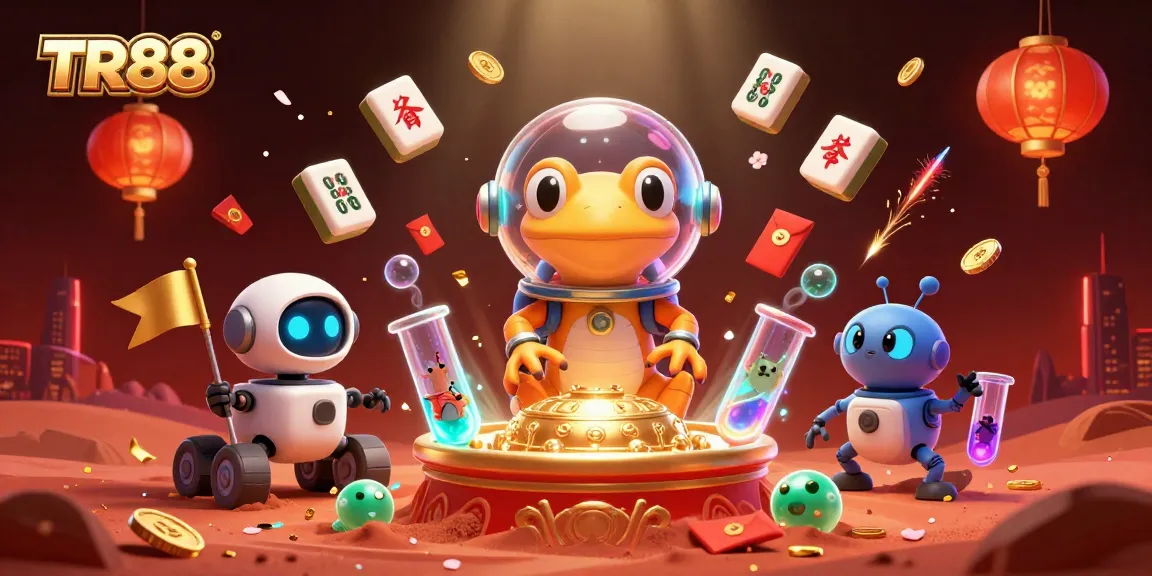 Spin into excitement at TR88 with a Martian gecko exploring a golden casino in a vibrant 3D scene.