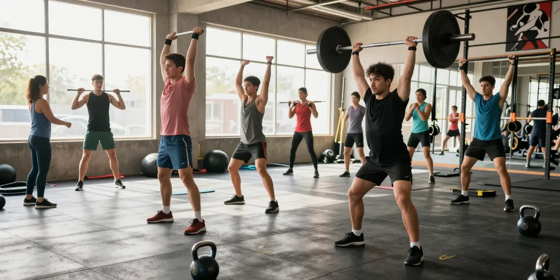 Unique Pharma Steroids fitness enthusiasts training together in a bright gym.