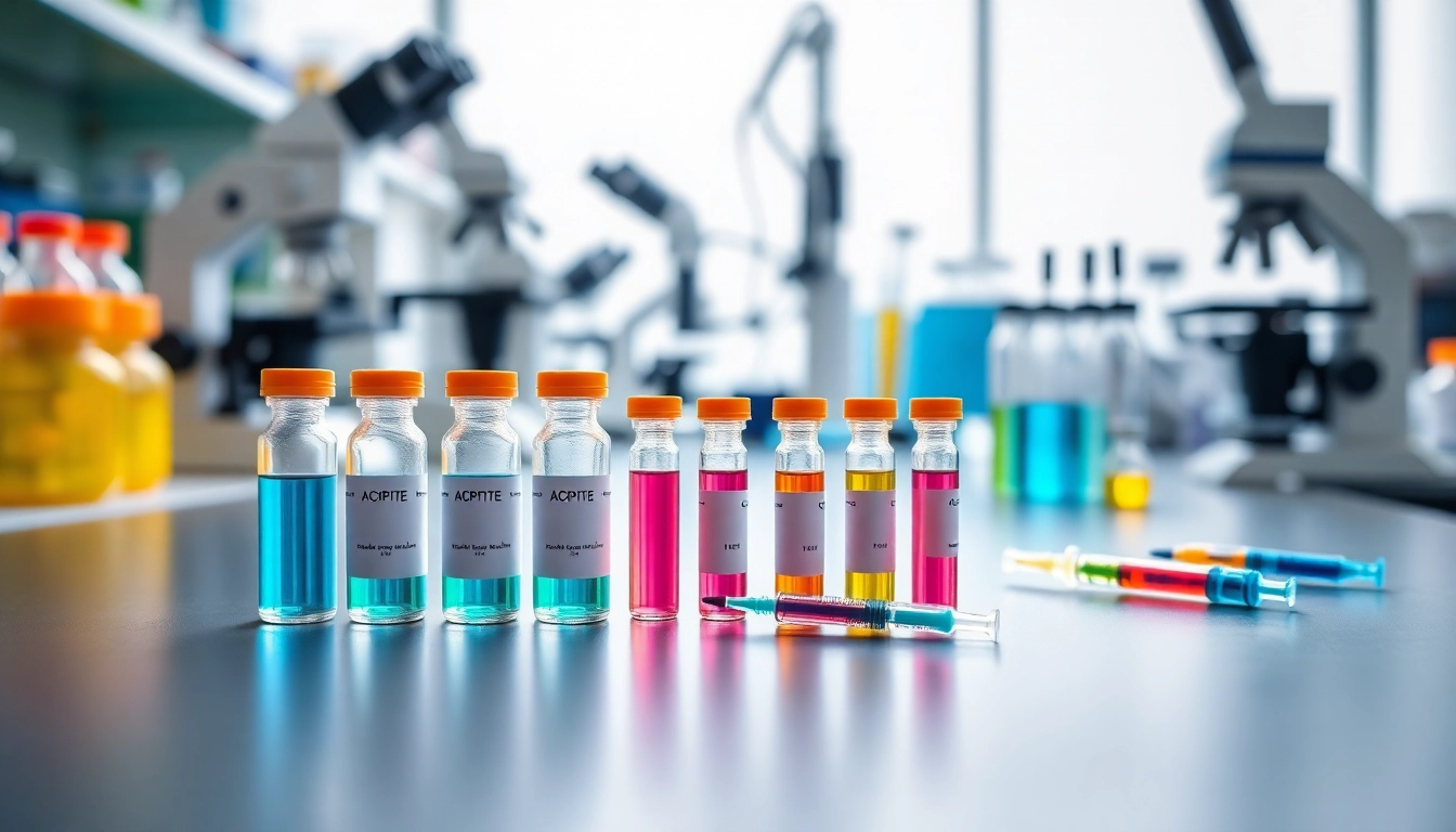 Examining acpeptides in a modern laboratory focused on advanced scientific research.