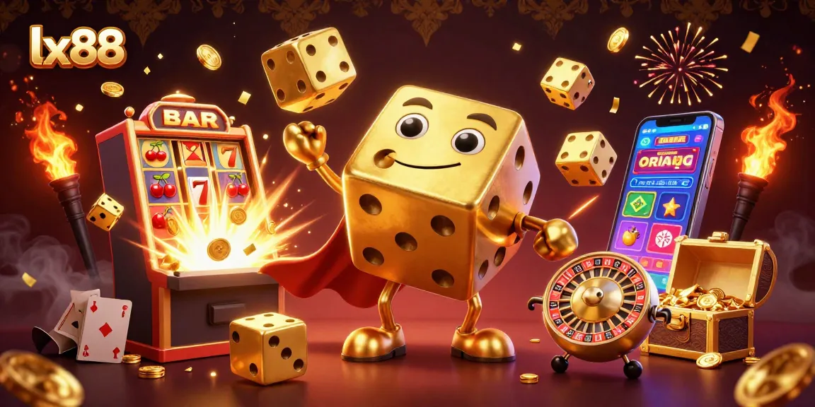 Experience the thrill at lx 88 with vibrant 3D casino game illustration featuring dynamic golden dice and jackpot explosions.