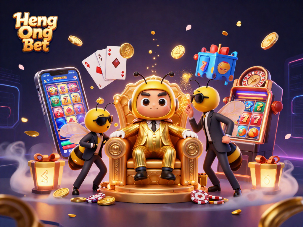 Experience Heng Ong Bet action with a bumblebee mob boss amidst dynamic casino elements.