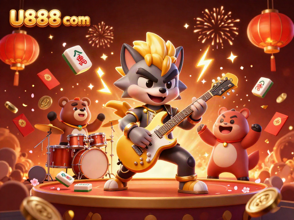 Experience the excitement of U888 com with vibrant characters and dynamic casino elements in a thrilling gambling scene.