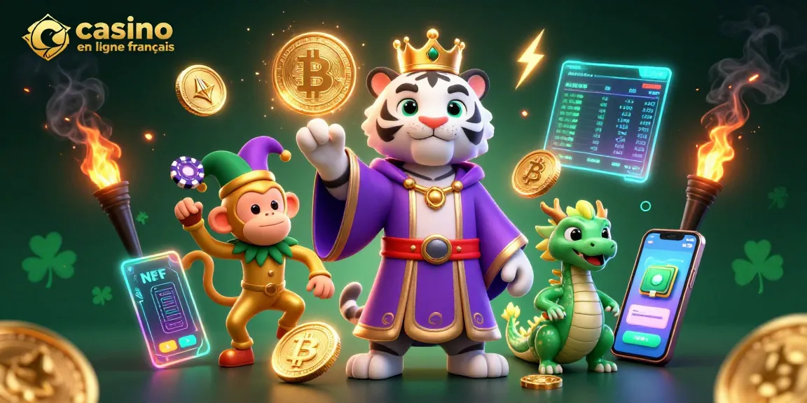 Associez le casino en ligne français à un tigre élégant et un singe jongleur, pour une expérience ludique et immersive.