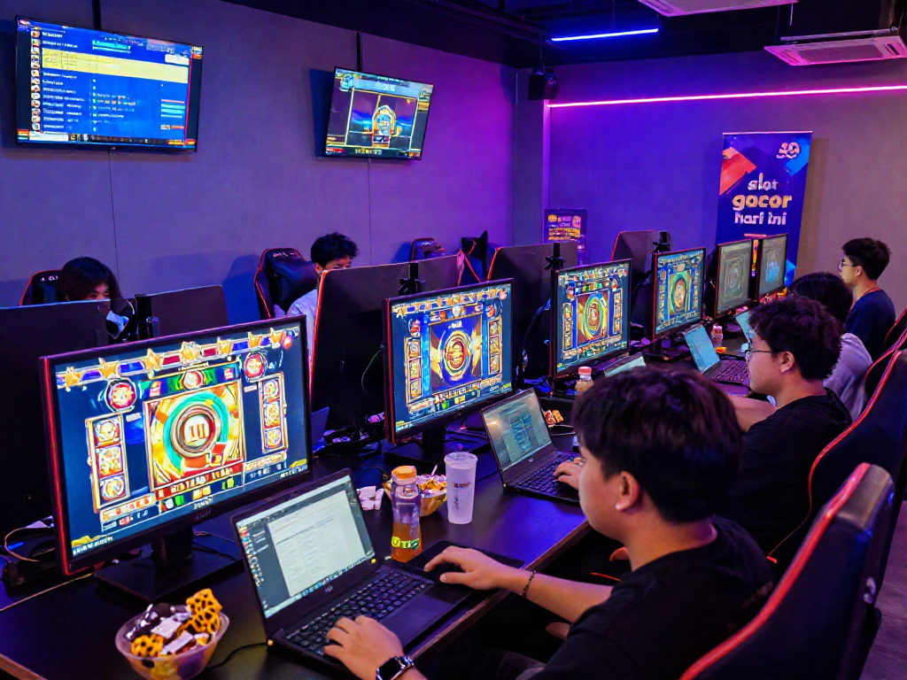 Permainan slot gacor hari ini di lounge gaming modern dengan gambar jackpot yang menakjubkan.