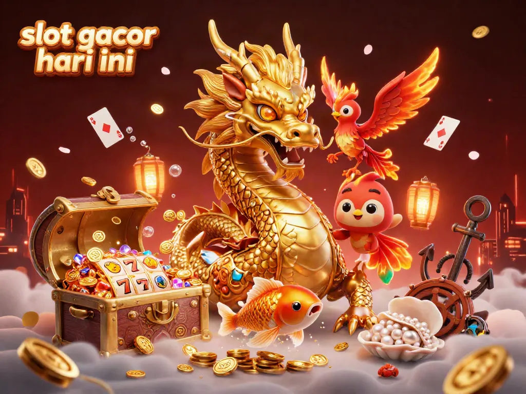 Serunya bermain slot gacor hari ini dengan naga emas dan ikan koi melompat di atas koin