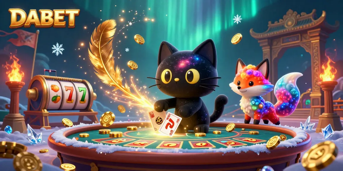 DABET attracts players with a vibrant cosmic casino illustration featuring unique characters and elements.