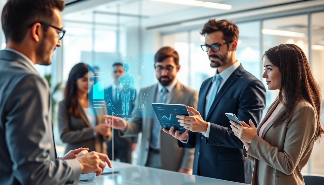 Illustration of Ai agents enhancing productivity in a modern office environment