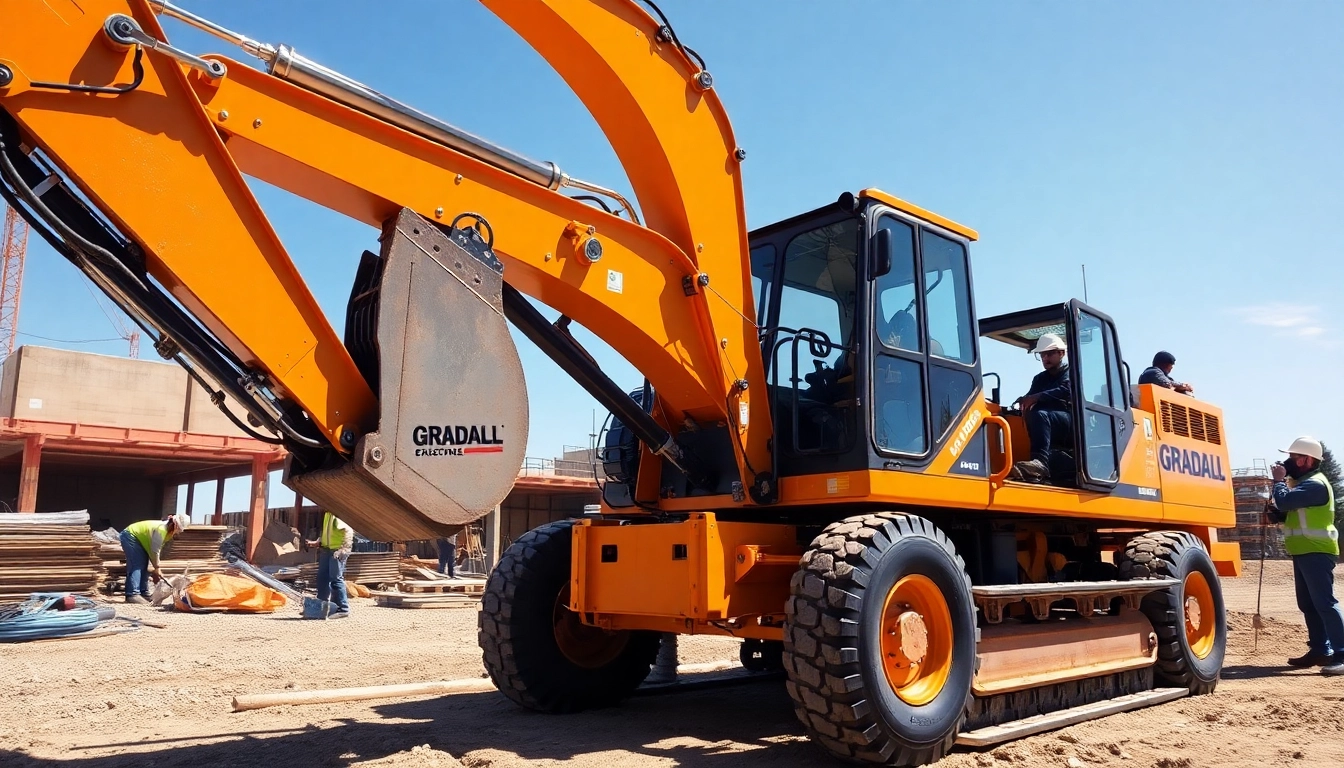 Gradall excavator demonstrating powerful lifting capabilities at a construction site.