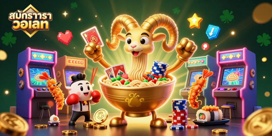 Join the excitement of สมัครบาคาร่า วอเลท with a dynamic scene of casino characters and gaming elements.