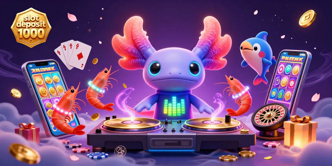 Spin the reels with slot deposit 1000 amidst a vibrant casino scene of winning moments.