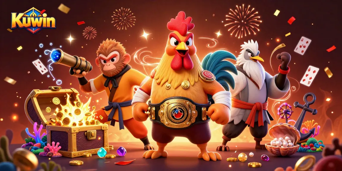 Join the exciting Kuwin casino adventure amidst dynamic gameplay featuring unique characters and vibrant treasures.