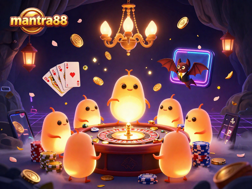 Experience winning moments at mantra88, illuminated by glowworms in an enchanting casino scene.