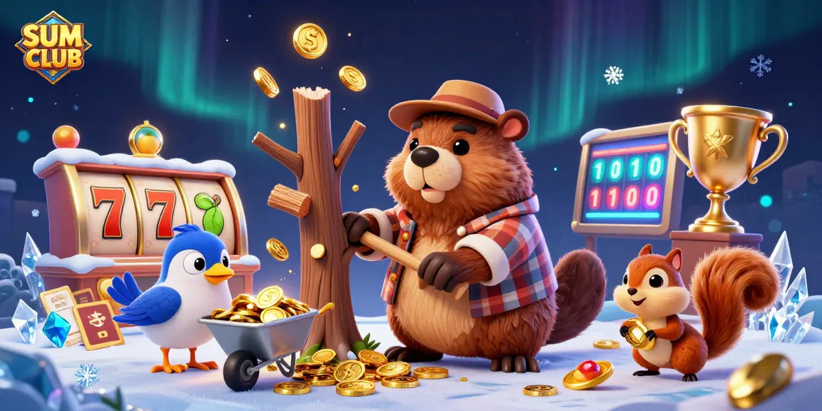 Engage with SUMCLUB's thrilling 3D casino adventure featuring gold coins and gaming elements.