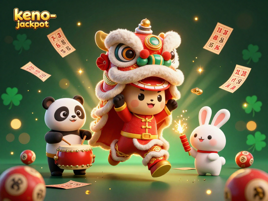 Celebrating keno-jackpot excitement with charming characters and vibrant keno-themed visuals.