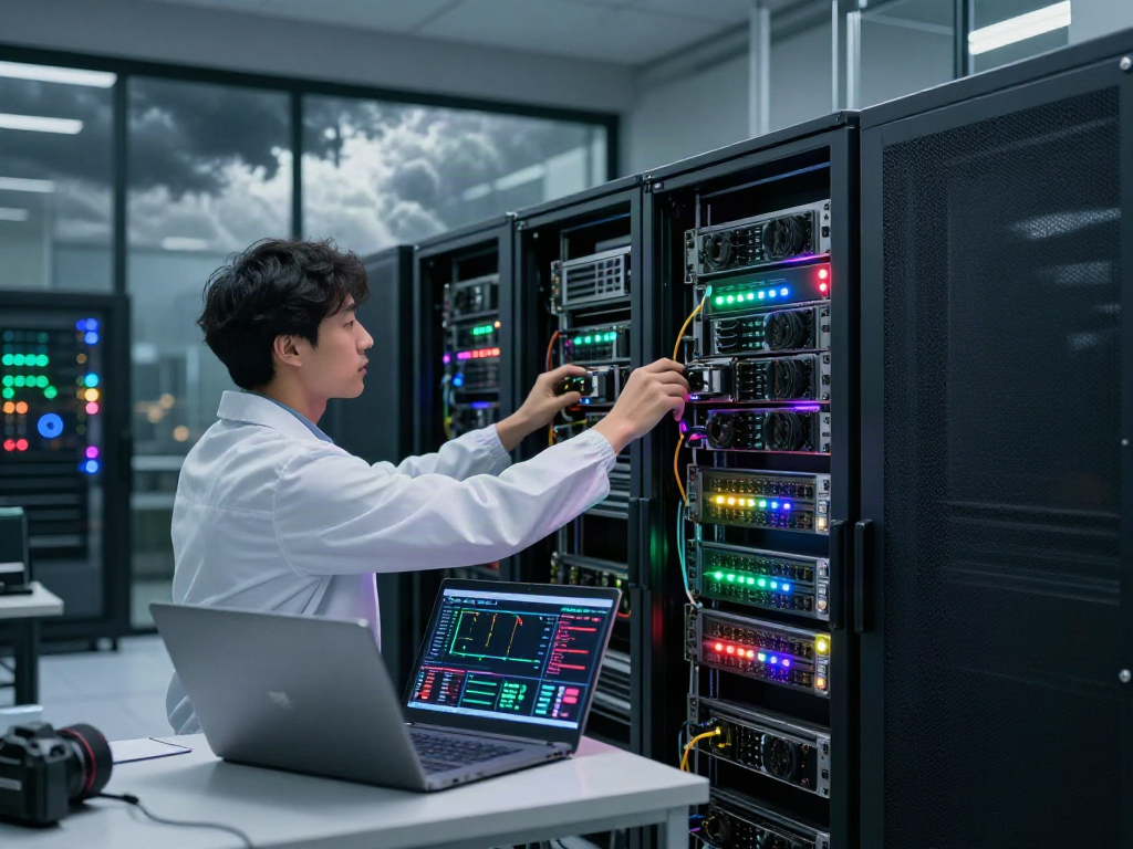 Engineer optimizing GPU computing systems in a modern data center